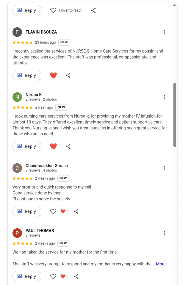 Nurse-G Google Reviews